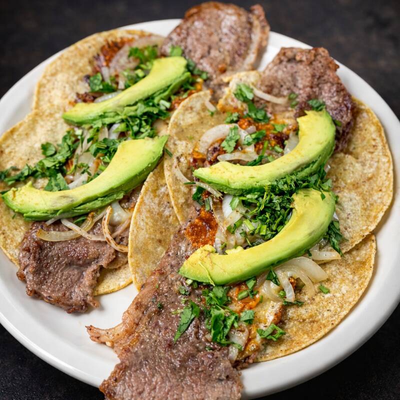 Taco de Bistec Entero de Res De Maiz