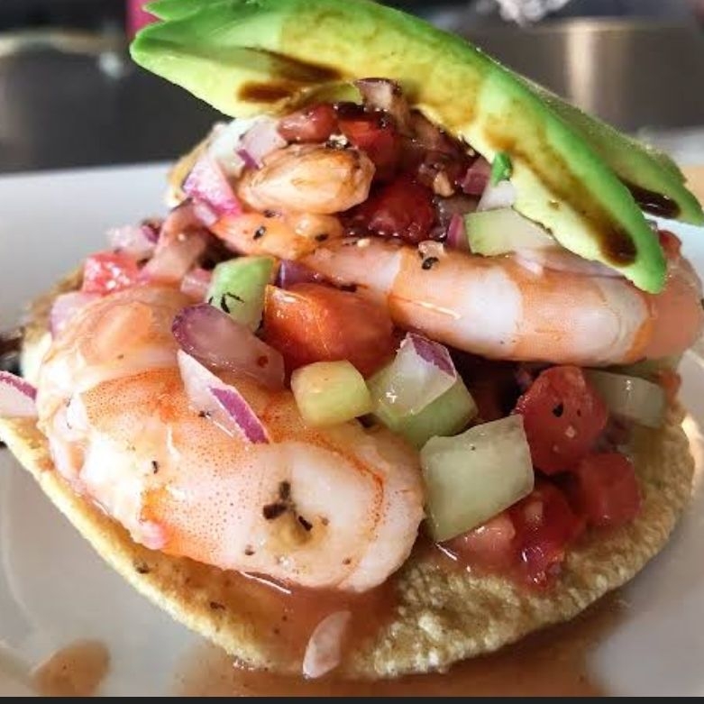 Tostada de Camarón Cocido