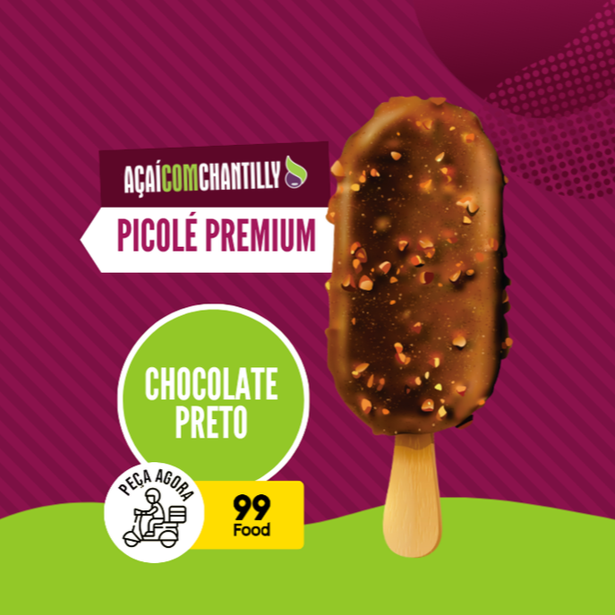 Picolé premium de chocolate preto  recheado com chocolate preto!