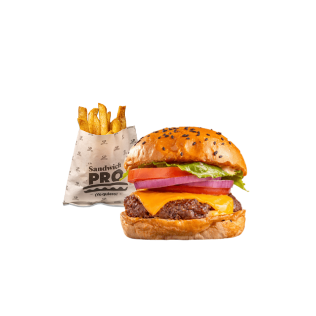Cheese Burger con Papas