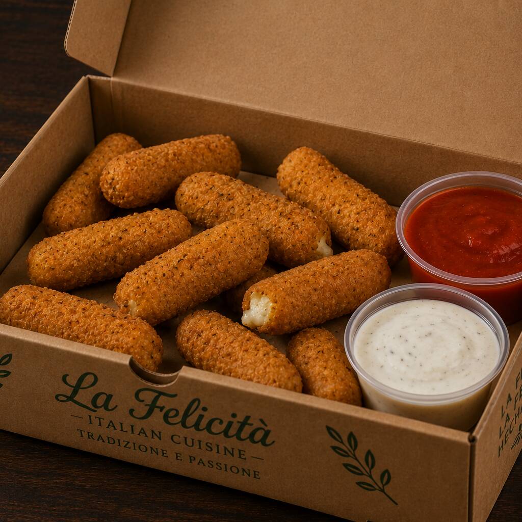Mozzarella Sticks 10Pzs/270gr + 2 Dips
