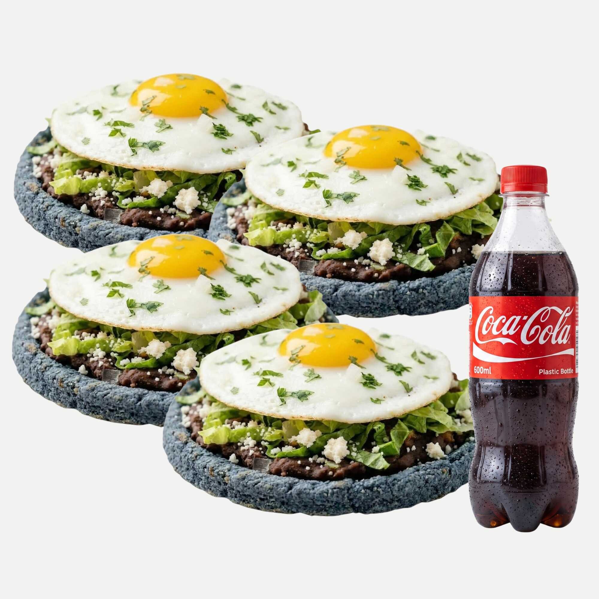 Orden de 4 Sopes con Huevo Estrellado + Refresco