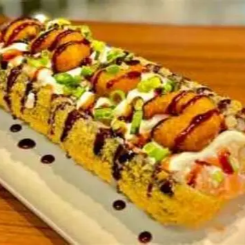 arroz creanchesse camarao empanado e cebolinha