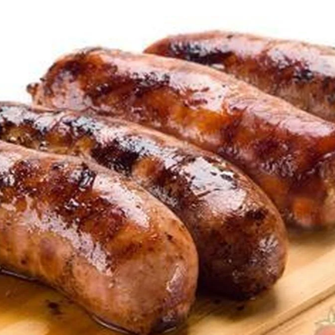 Linguiça assada. Não tem pimenta.