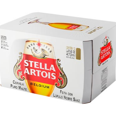 A Stella é uma versão de cerveja puro malte com teor alcoólico de 5,0%, o pack contém doze latas de 473 ml geladas.