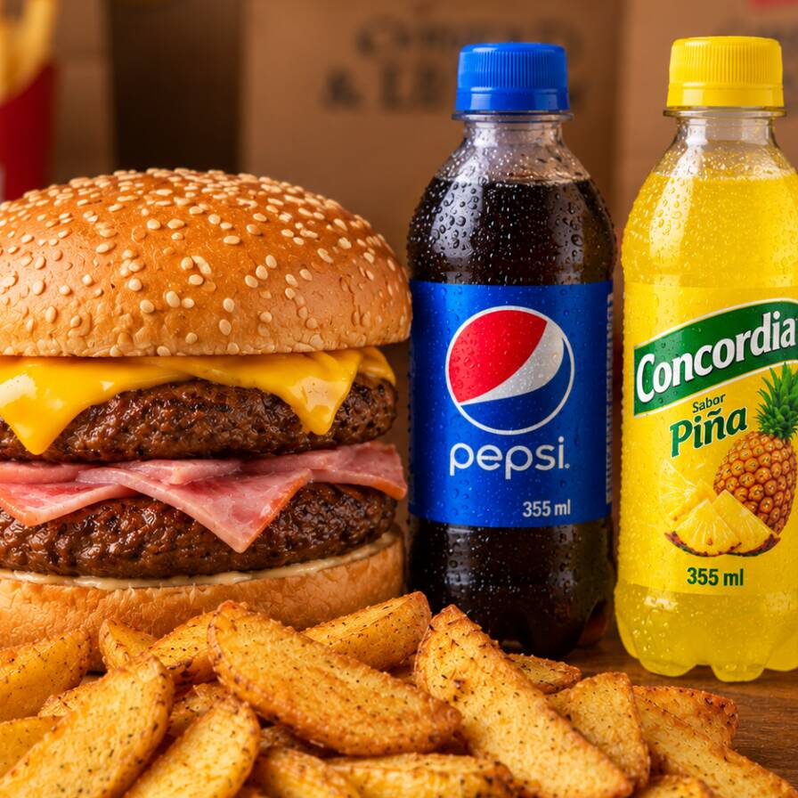 Burger DOBLE CARNE + Bebida.
