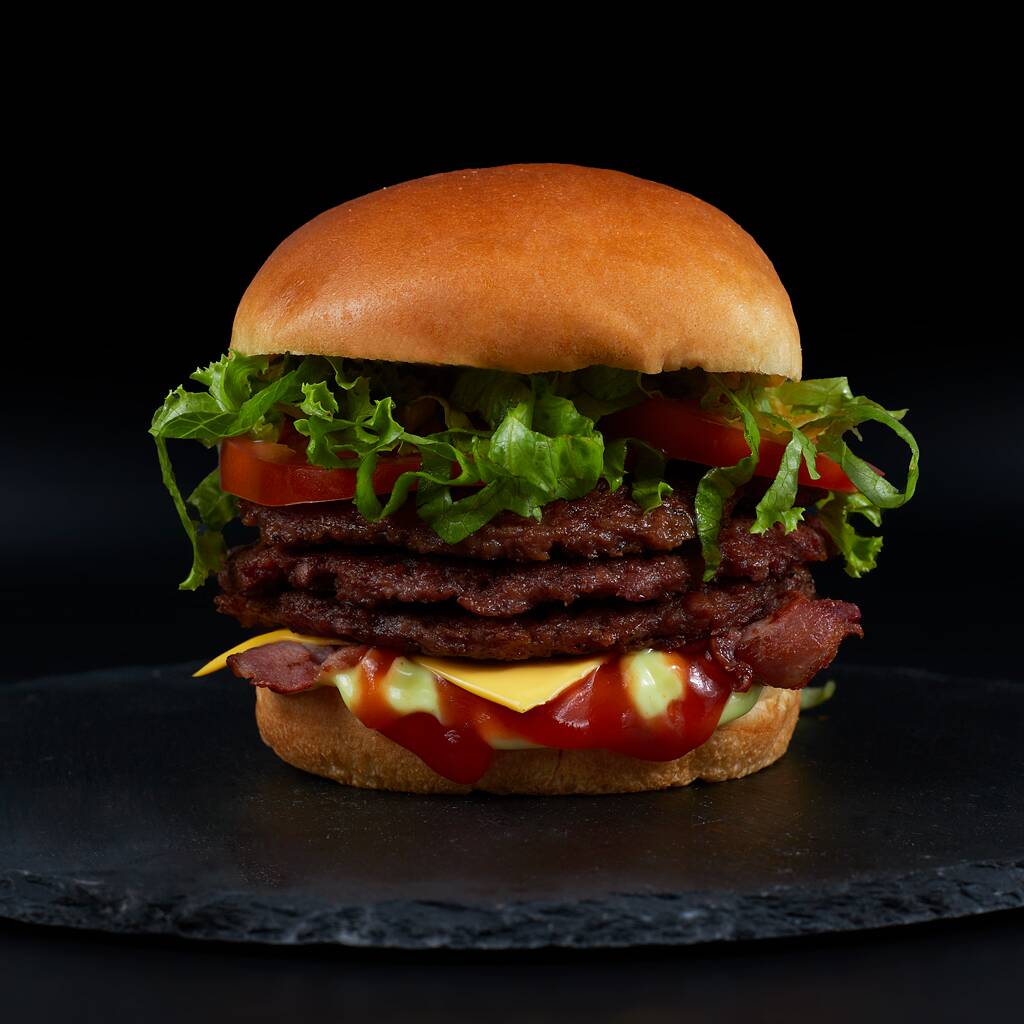 🧀🥓🍔🍔🍔 Hamburguesa Triple con Queso y Tocineta