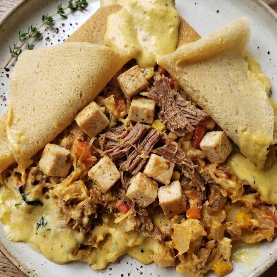 Crepe Mixto Carne y Pollo