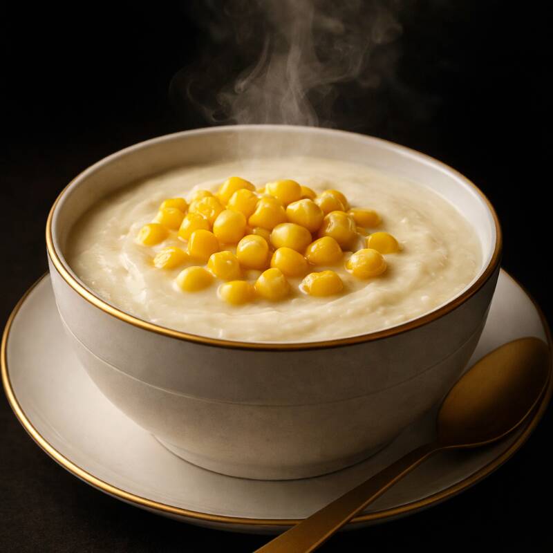 Creme Francês Imperial Com milho – Creme Bechamel Diferenciado, Mandioca, Batata e Requeijão. Uma receita exclusiva, única e 100% criada pelo renomado Chef Borjano Oficial, protegida contra cópias e sujeita a ações judiciais. O caldo cremoso Bechamel com requeijão Premium com um toque francês, atinge uma textura aveludada e sedosa, que derrete na boca, sem engrossantes. O creme de mandioca manteiga e o creme de batata lavada, batidos com caldo de frango caseiro, entregam sabor sofisticado e inconfundível, e, para finalizar, milho crocante eleva essa obra-prima ao mais alto nível da gastronomia de luxo. Preparado com ingredientes naturais e exclusivos, usamos apenas legumes orgânicos e temperos 100% caseiros, sem aditivos ou conservantes. Cada colherada é uma experiência da alta gastronomia, digna dos nossos produtos únicos e exclusivos. Super indicado para: café da manhã, almoço , jantar, encontros especiais, para todas as estações. Credito Da Receita: Renomado Chef Borjano Oficial