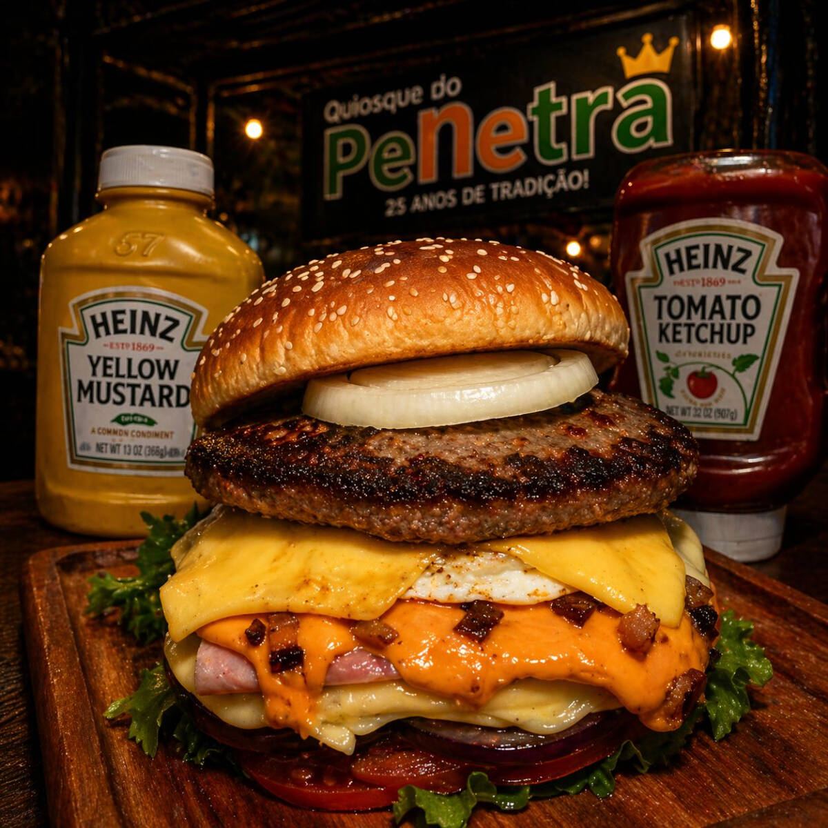 PÃO, CARNE PICANHA 120GR, QUEIJO, PRESUNTO, OVO. BACON, CATUPIRY, CHEDDAR E PROVOLONE