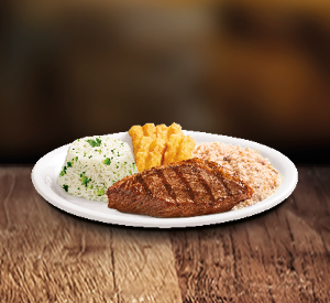 Uma fatia alta e imponente de picanha maturada (aprox. 220g in natura), preparada no ponto de sua preferência. Monte seu prato: Escolha os 3 acompanhamentos e o molho para uma experiência completa.
