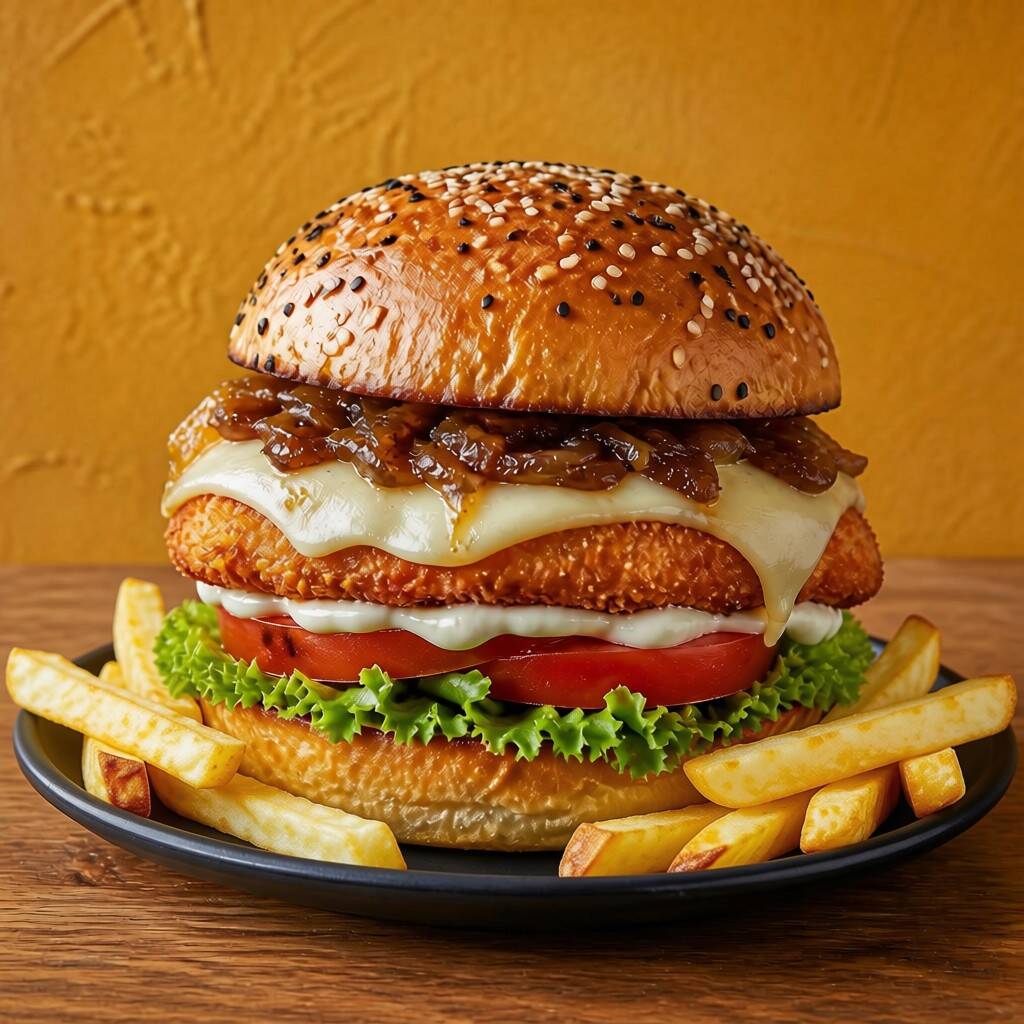 Burger Milanesa de Pollo + Papas