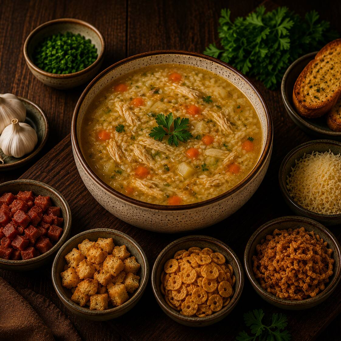 Combo Completo! Acompanha uma Sopa + Bebida e um Acompanhamento de Livre Escolha, Nossos Caldos já Estão Prontos, Portanto Não é possível retirar qualquer item de dentro das sopas.