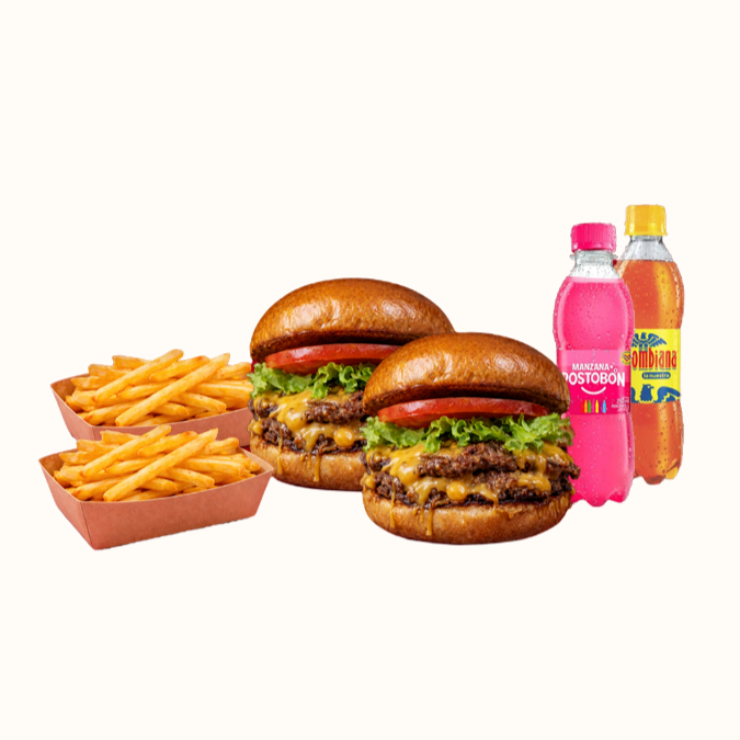 Combo 2 Mr. Classic + 2 Papas + 2 Gaseosas 250 Ml