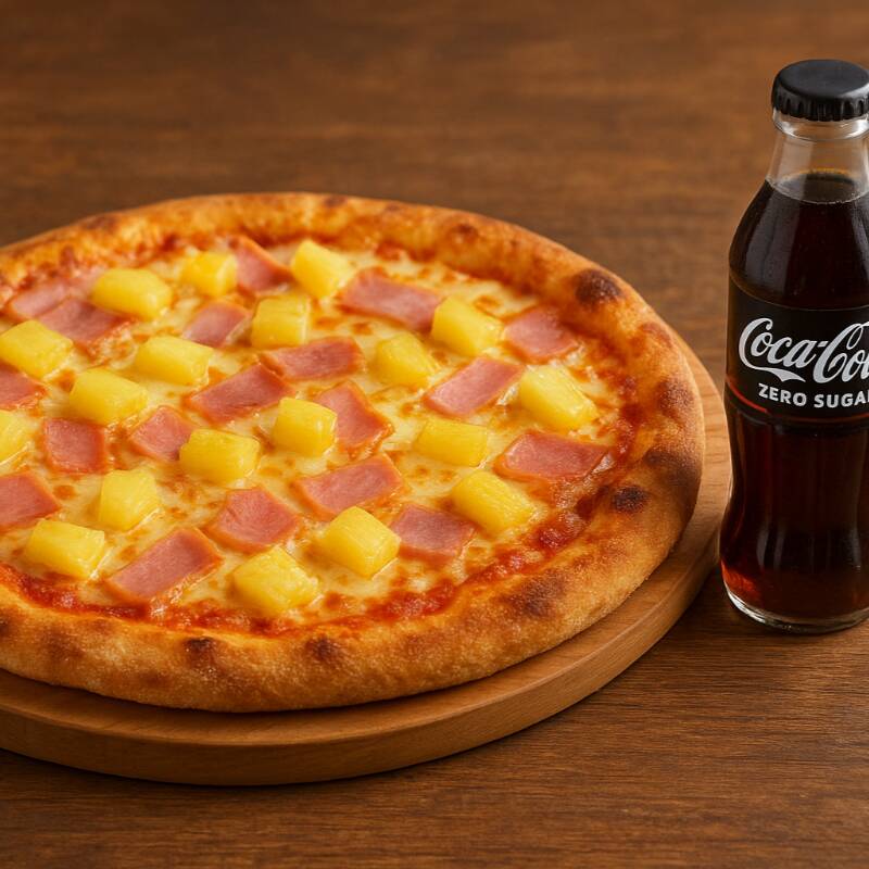 Pizza Individual Hawaiana + Coca Cola 250