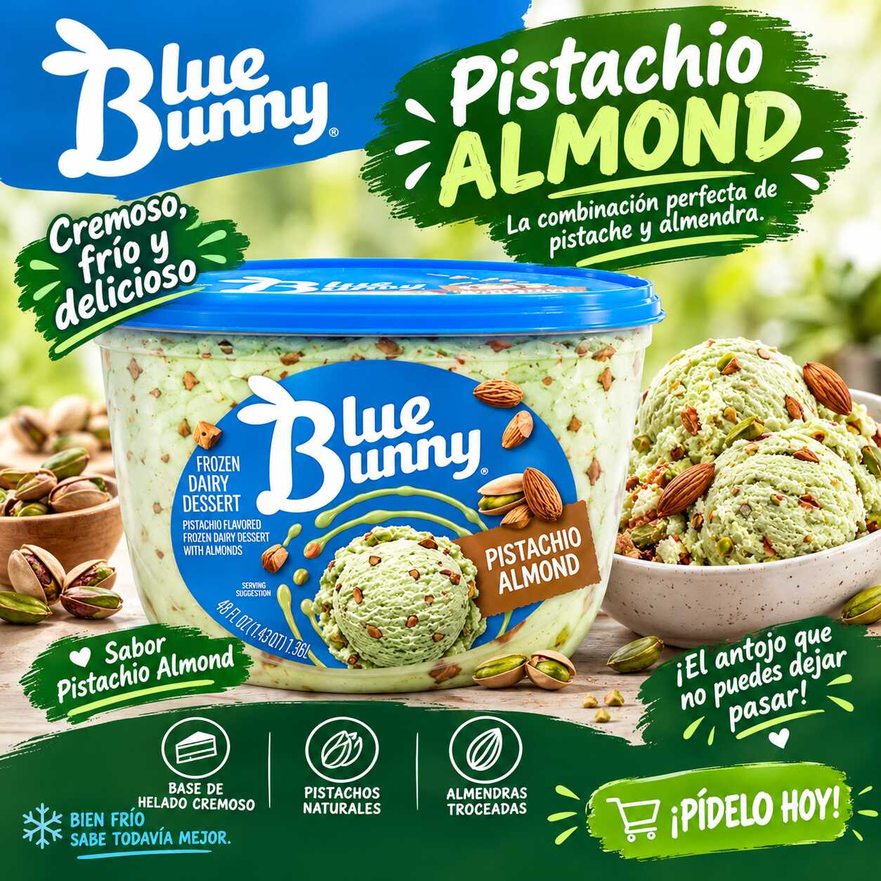 Blue Tarro de Nieve Pistache y Almendras