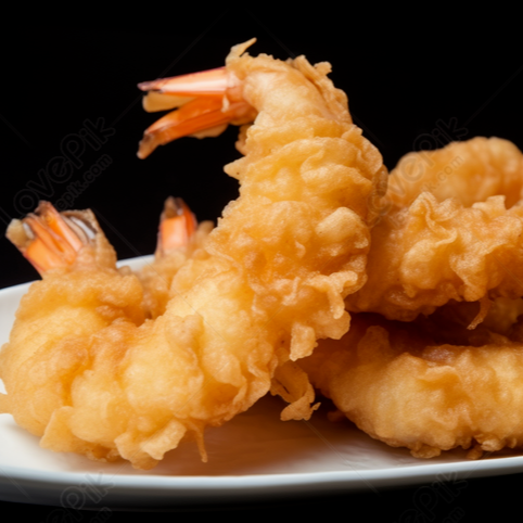 Papas con camarones capeados