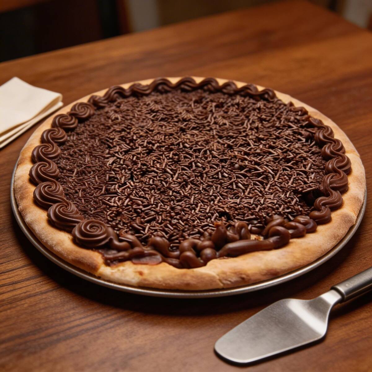 Creme de brigadeiro e chocolate granulado