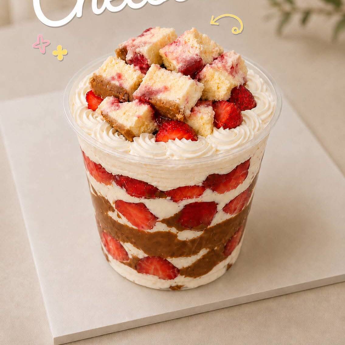 Fresas con Crema Cheesecake Cuadritos