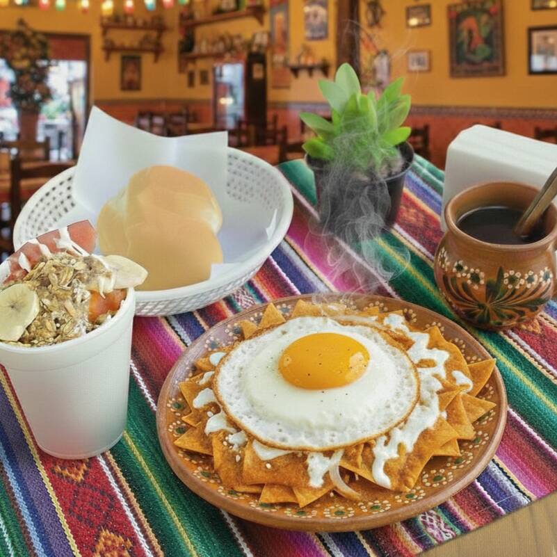 Chilaquiles con Huevo + Fruta + Café