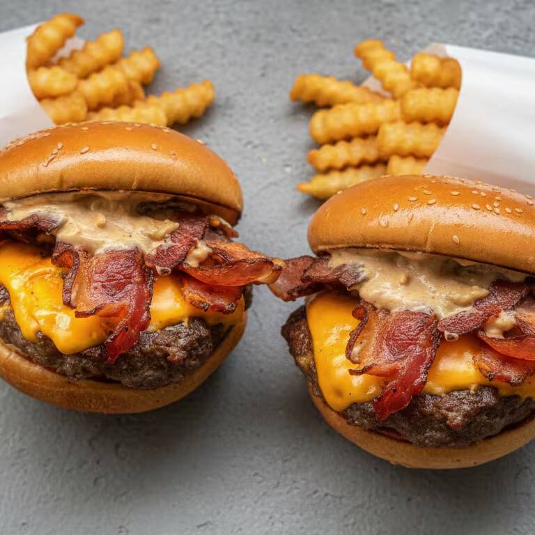 Combo 2x Plutão + 2 Fritas Crinkle (Economize!) O favorito em dose dupla com as batatas mais crocantes da casa. • 2x Lanche Plutão: Burger 150g, Brioche, Cheddar, Bacon e Maionese Defumada. • 2x Batata Crinkle: Porção individual da batata ondulada especial. • Aproveite o desconto especial deste combo e saboreie a nossa maionese de bacon em dobro!