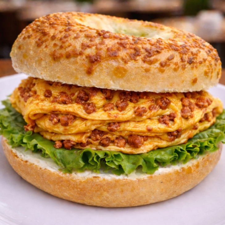 BAGEL OMELETTE HUEVO CON CHORIZO
