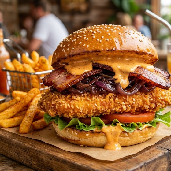 HAMBURGUESA DE POLLO NARANJA CHIPOTLE
