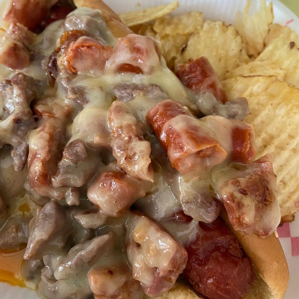 HOT DOG HAWAHIANO CON PAPAS MAS BEBIDA