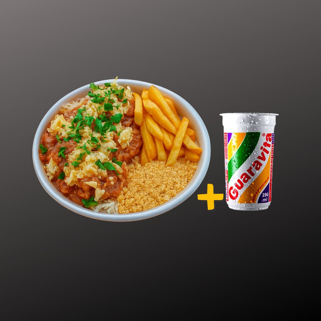 Arroz , feijão , parmegiana de frango , fritas e farofa