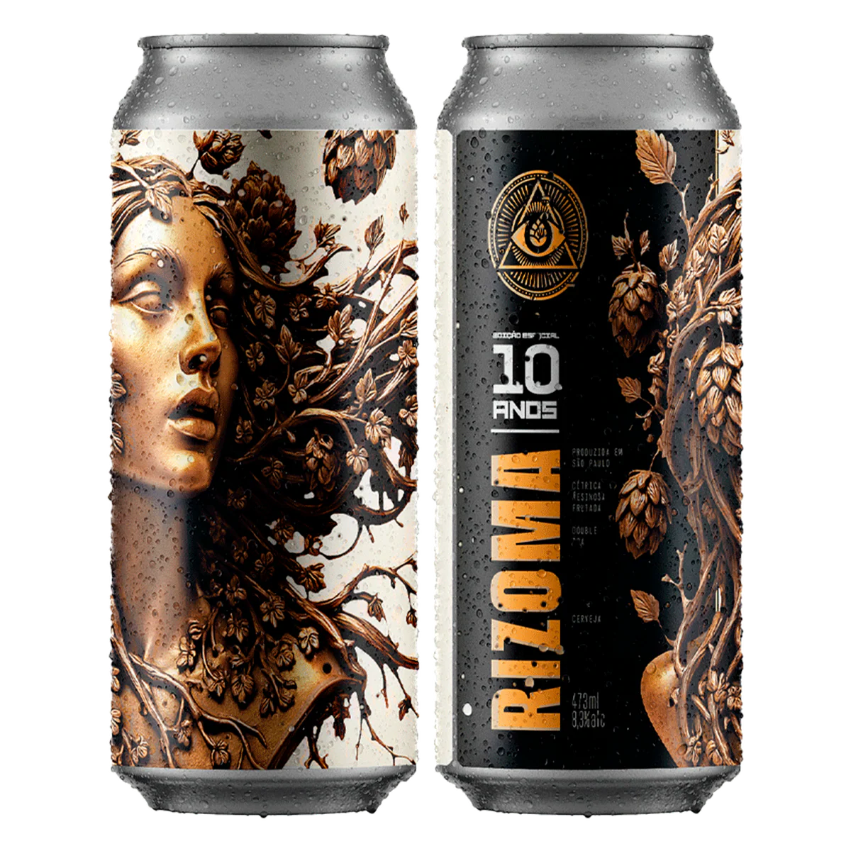 DOUBLE IPA ALC%: 8,3 Versão comemorativa do ícone Rizoma com absurdos 40g/L de Citra e Mosaic. Um marco de intensidade e inovação que celebra os 10 anos da Dogma com tudo.