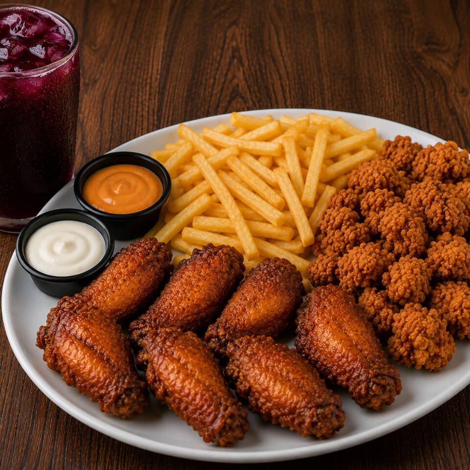 6 ALITAS + CHICHARRON DE POLLO + BEBIDA