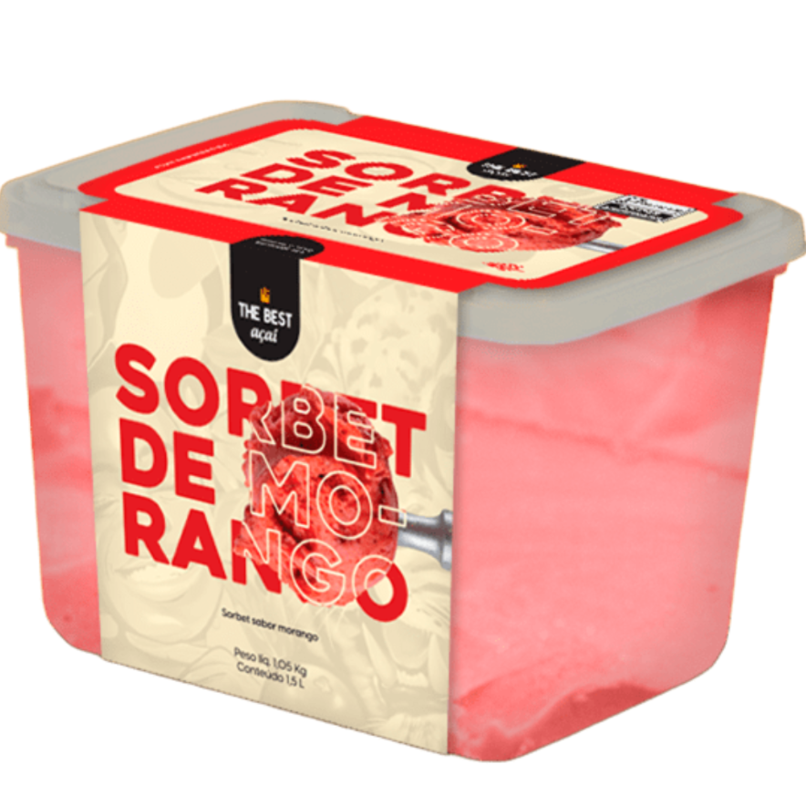 Sinta o sabor natural e refrescante do morango em cada colher! Feito com frutas selecionadas e textura leve, o Sorbet de Morango da The Best Açaí é perfeito para quem ama uma sobremesa gelada, frutada e sem leite