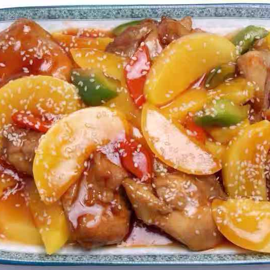 Menú Pollo en Trozos con Durazno