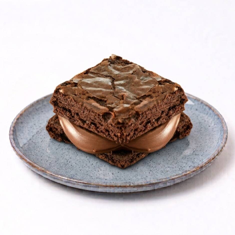 Brownie de chocolate com casquinha levemente crocante por fora e interior macio e úmido, preparado com nozes que acrescentam um toque especial de sabor e crocância.
Recheado com Nutella, trazendo um centro cremoso e irresistível que combina perfeitamente com o chocolate intenso e as nozes.
Peso aproximado: 120 g.