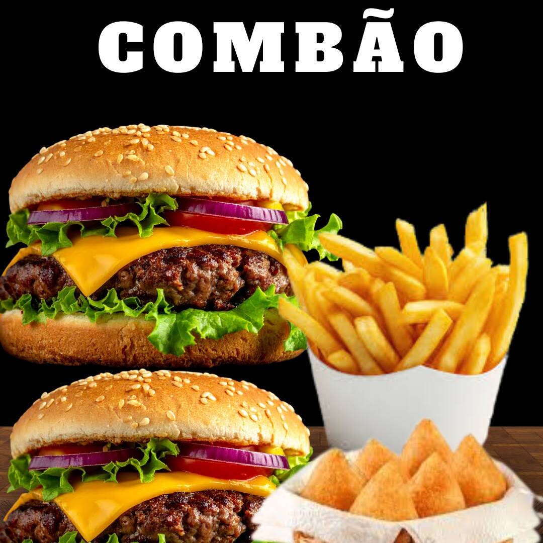 2 HAMBURGUERES NA CAIXA+ BATATA+ COXINHA