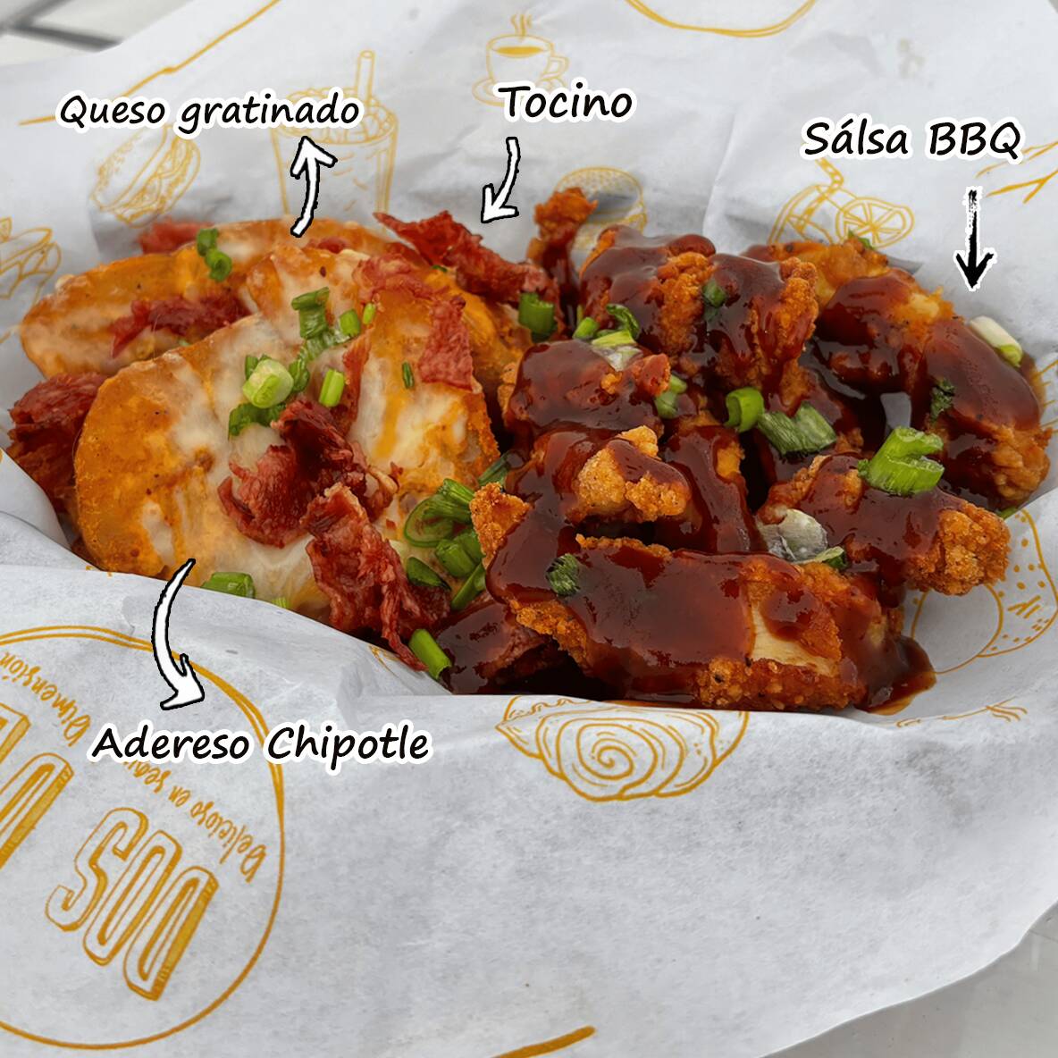 Dedos BBQ con Papas Especiales