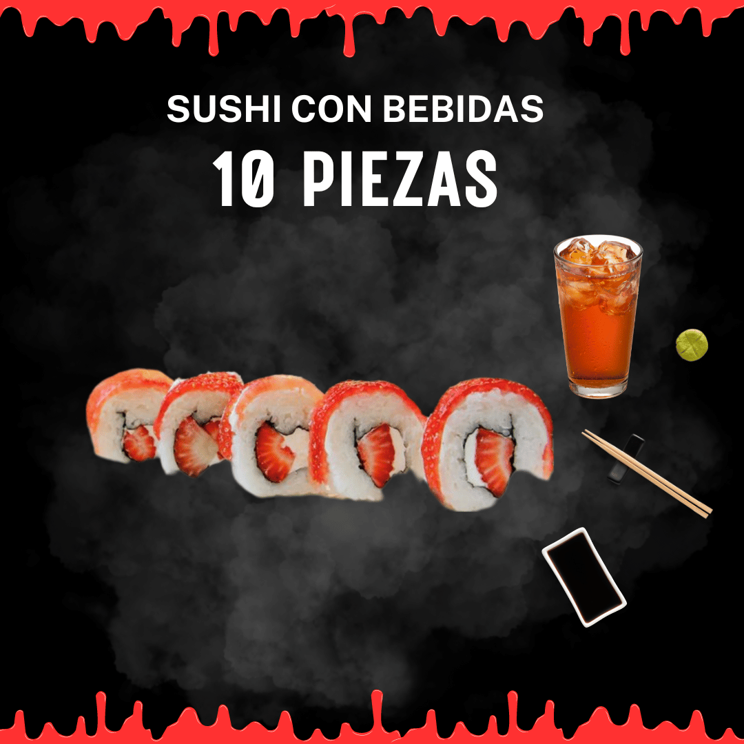 ROLLO FRESAS🍓 + TÈ FRIO ( 10 unidades