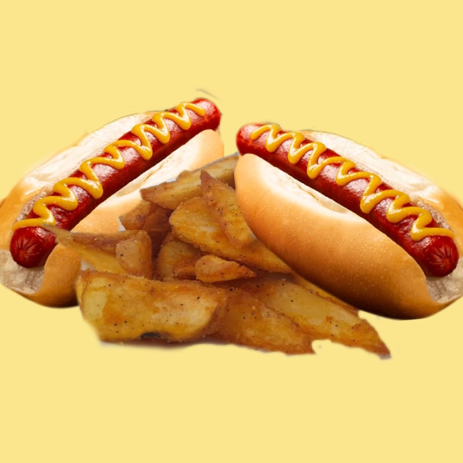 2 HotDogs Sencillos + Papas Gajo