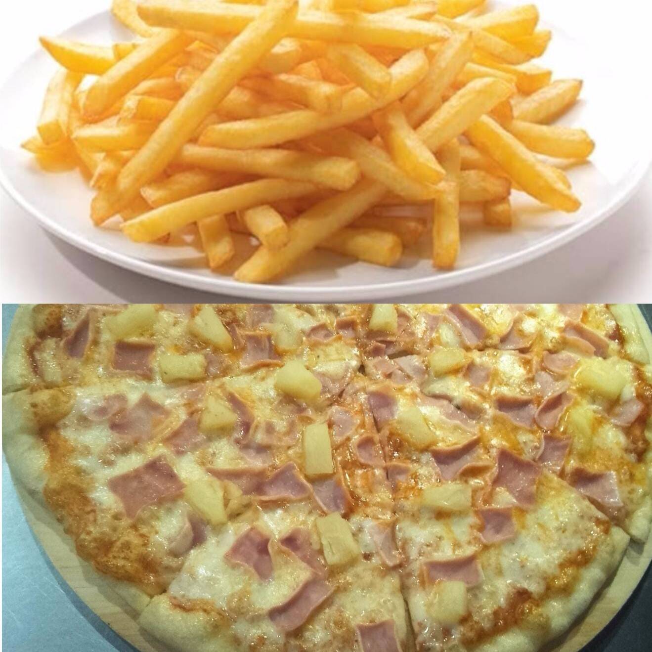 Pizza Hawaiana + Papas a la Francesa
