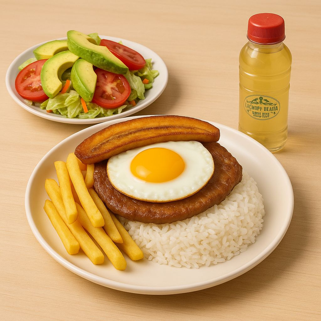 Bisteck a Lo Pobre + Ensalada de Palta + Refresco