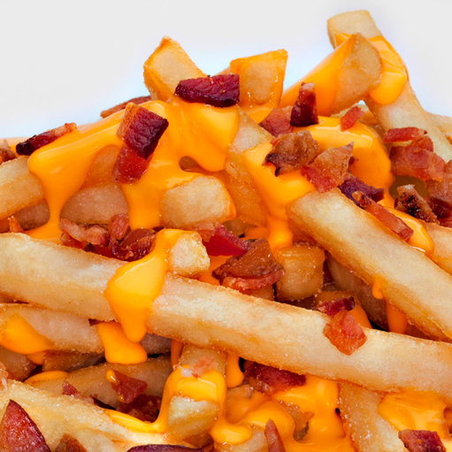 Papas a la Francesa con Queso Amarillo y Tocino