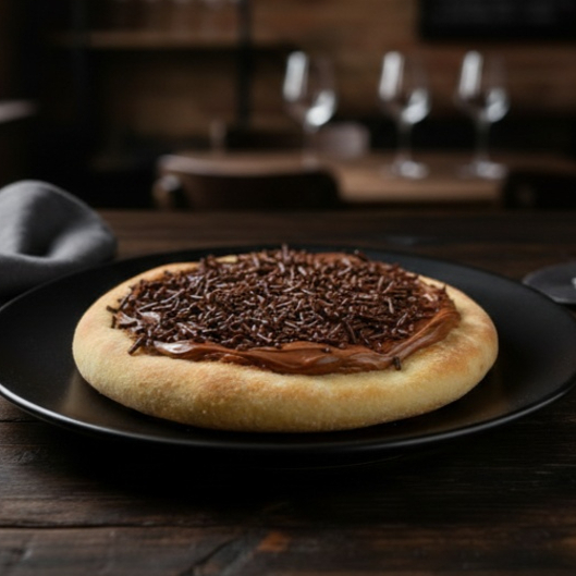 Chocolate ao leite com granulado.