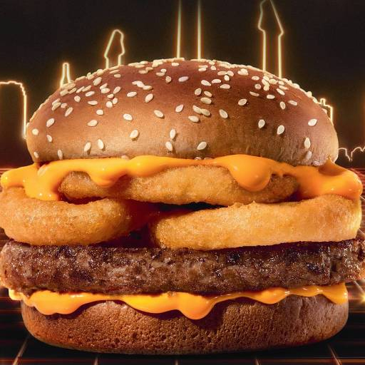 Pão brioche, hamburguer de 130g, cebola empanada, cheddar cremoso, molho verde.