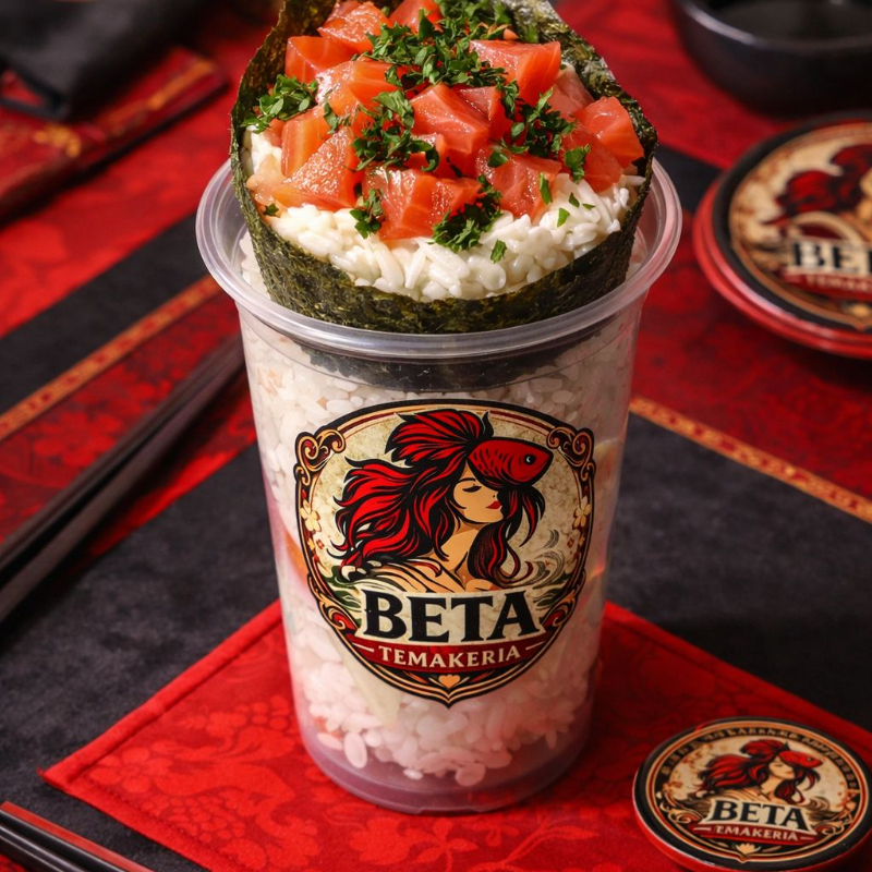 Arroz japonês, salmão fresco, cream chesse e cebolinha.