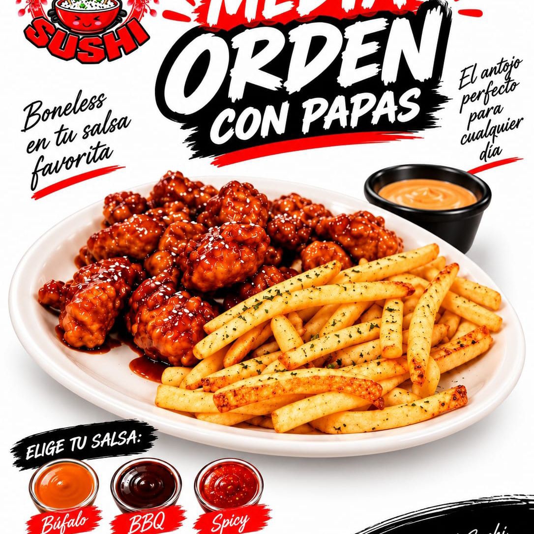 Boneless Media Orden Con Papas