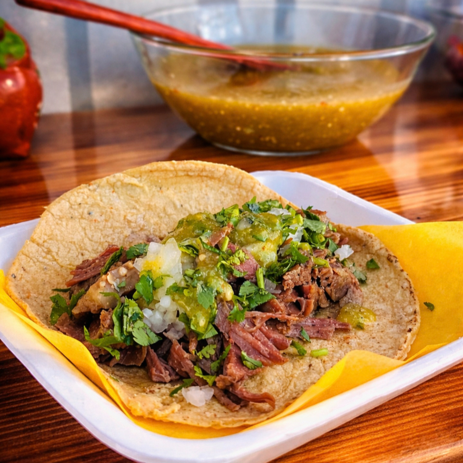 2 Tacos de Barbacoa Blanca