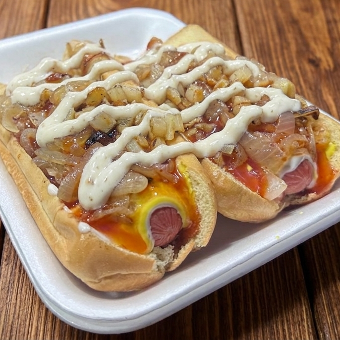 2 Hot Dog Especiales de Crema de Ajo