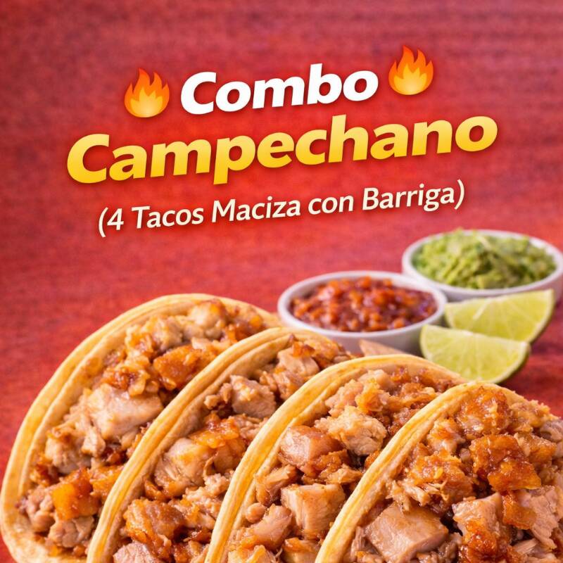 🔥🌮 Combo Campechano (4 Tacos Maciza con Barriga)