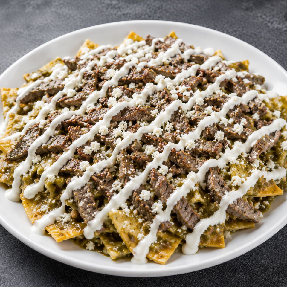 Chilaquiles Grandes con Bistec Asado