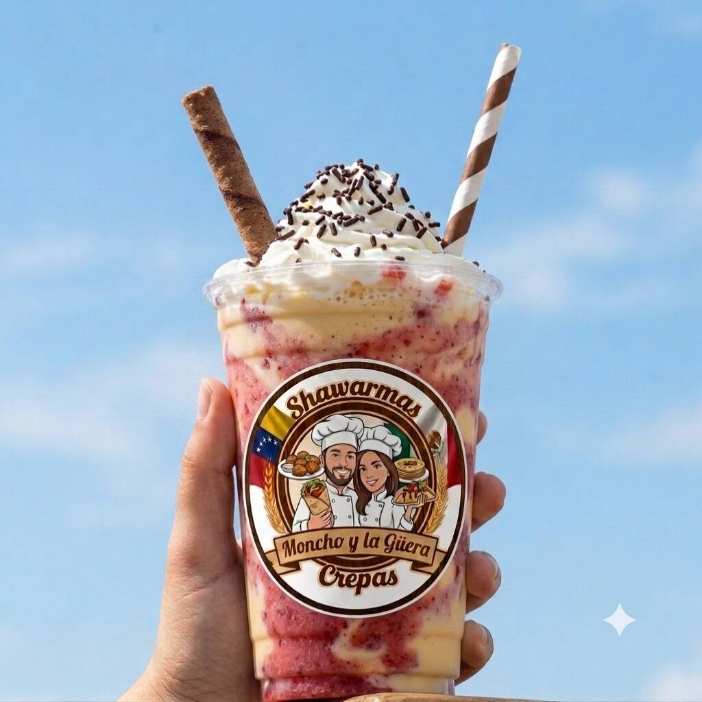 Frappe de rompope con fresa 500ml